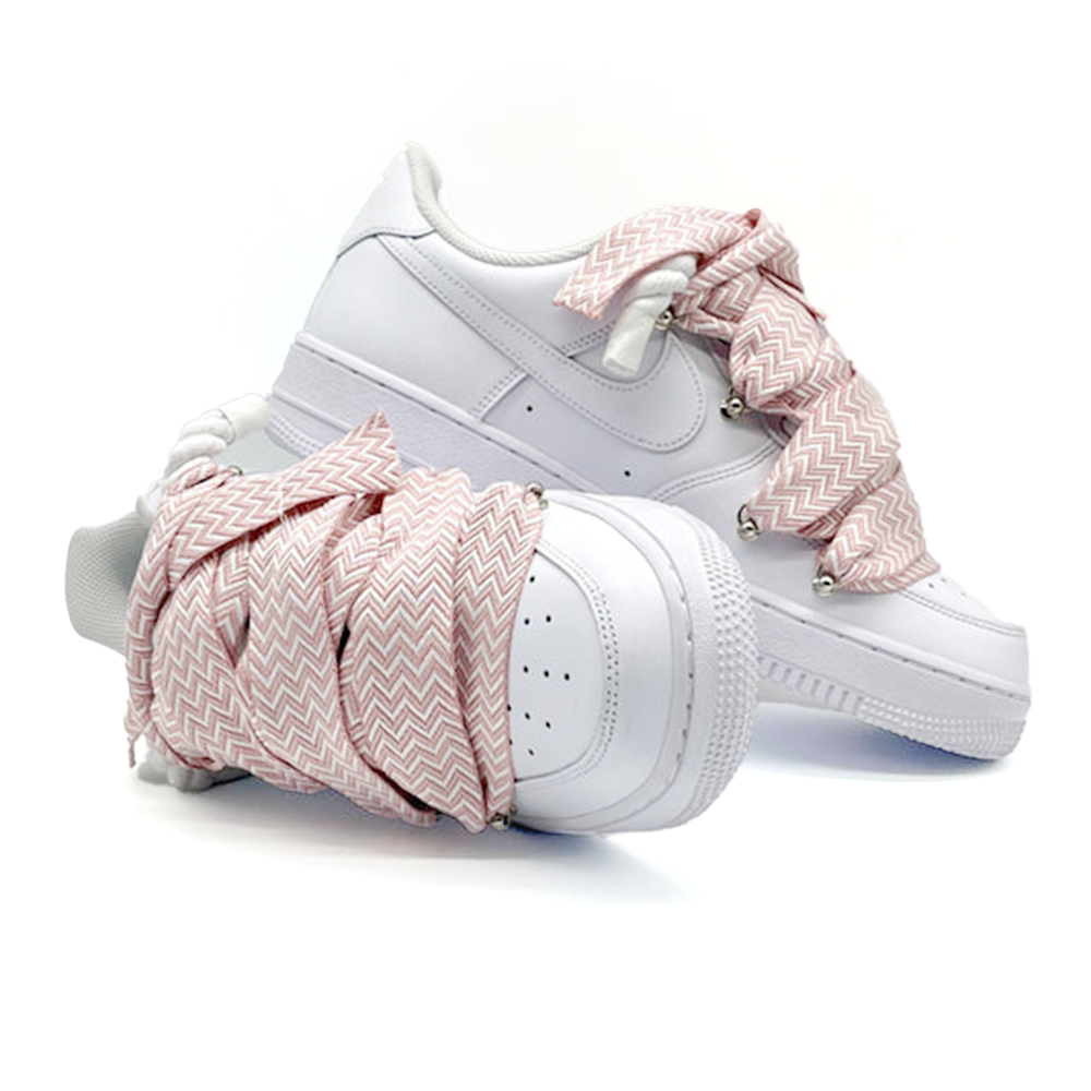 Custom Nike Air Force 1 Weiß ,, Lanvin Laces '' Rosa