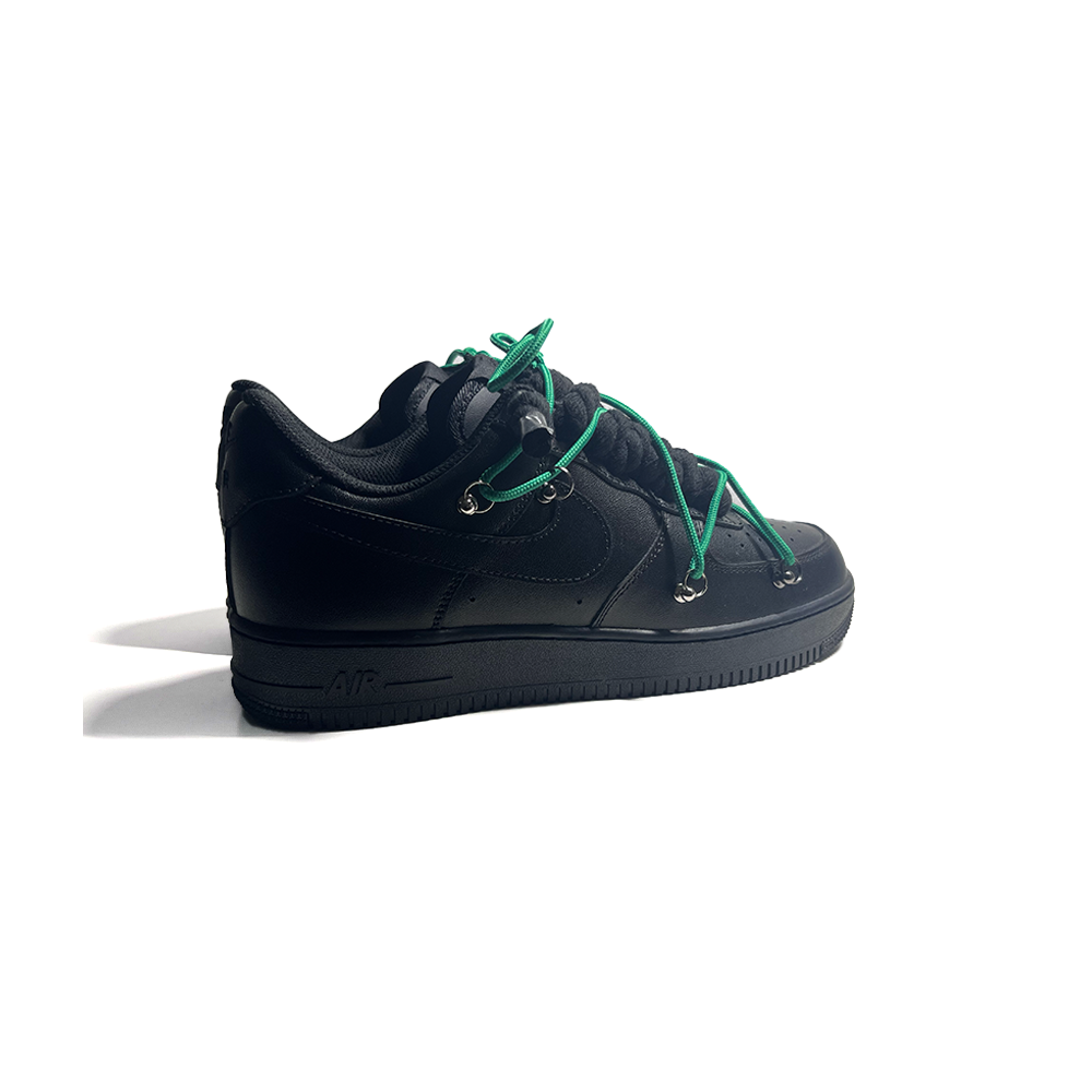 Custom NIKE AIR FORCE 1 Schwarz “ROPE LACES” Dunk Grün - RopezInstyle