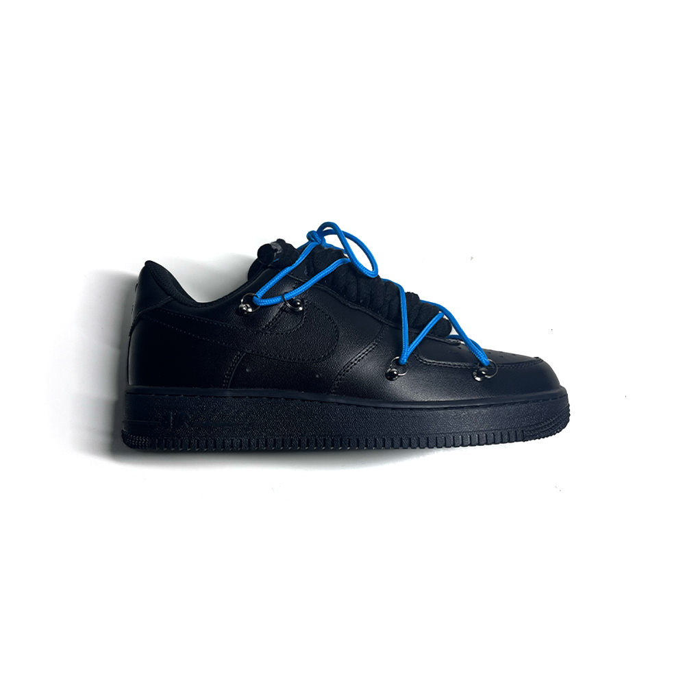 Custom NIKE AIR FORCE 1 Black “ROPE LACES” Dunk Blau #2