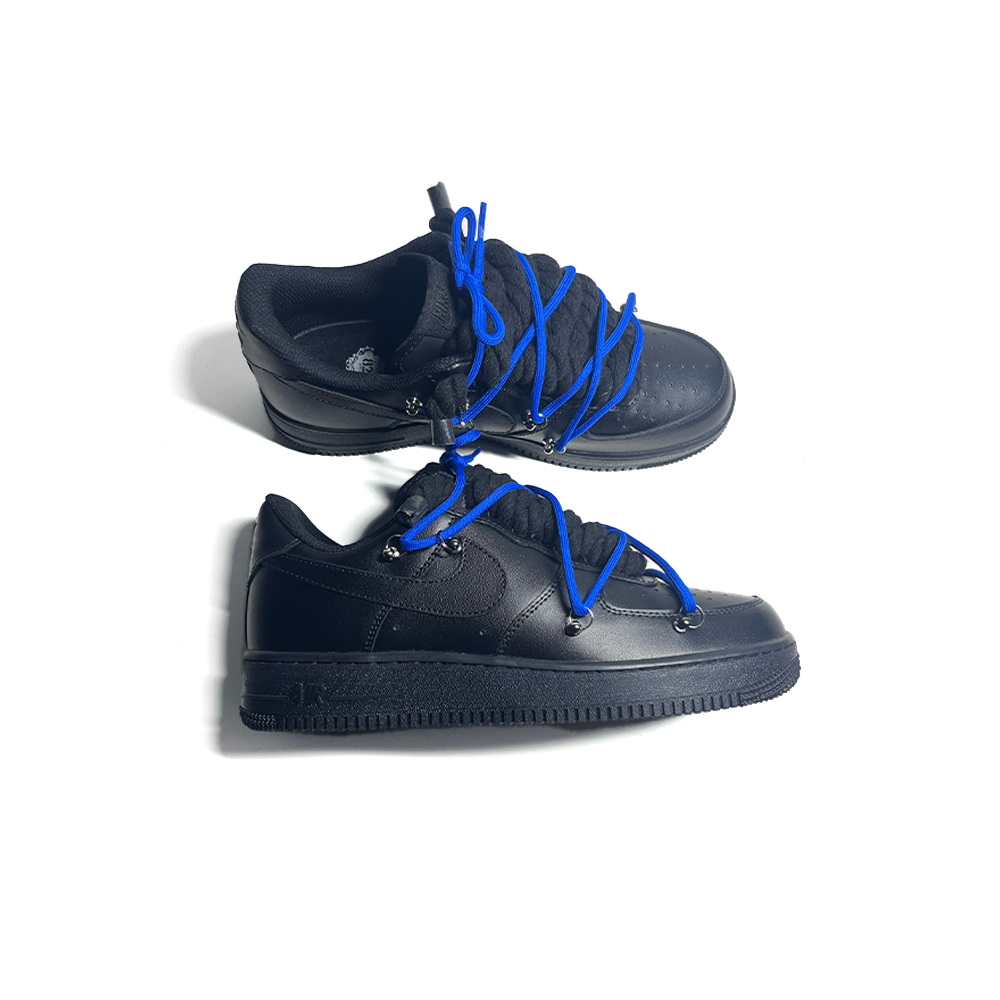 Custom NIKE AIR FORCE 1 Schwarz “ROPE LACES” Dunk Blau #1