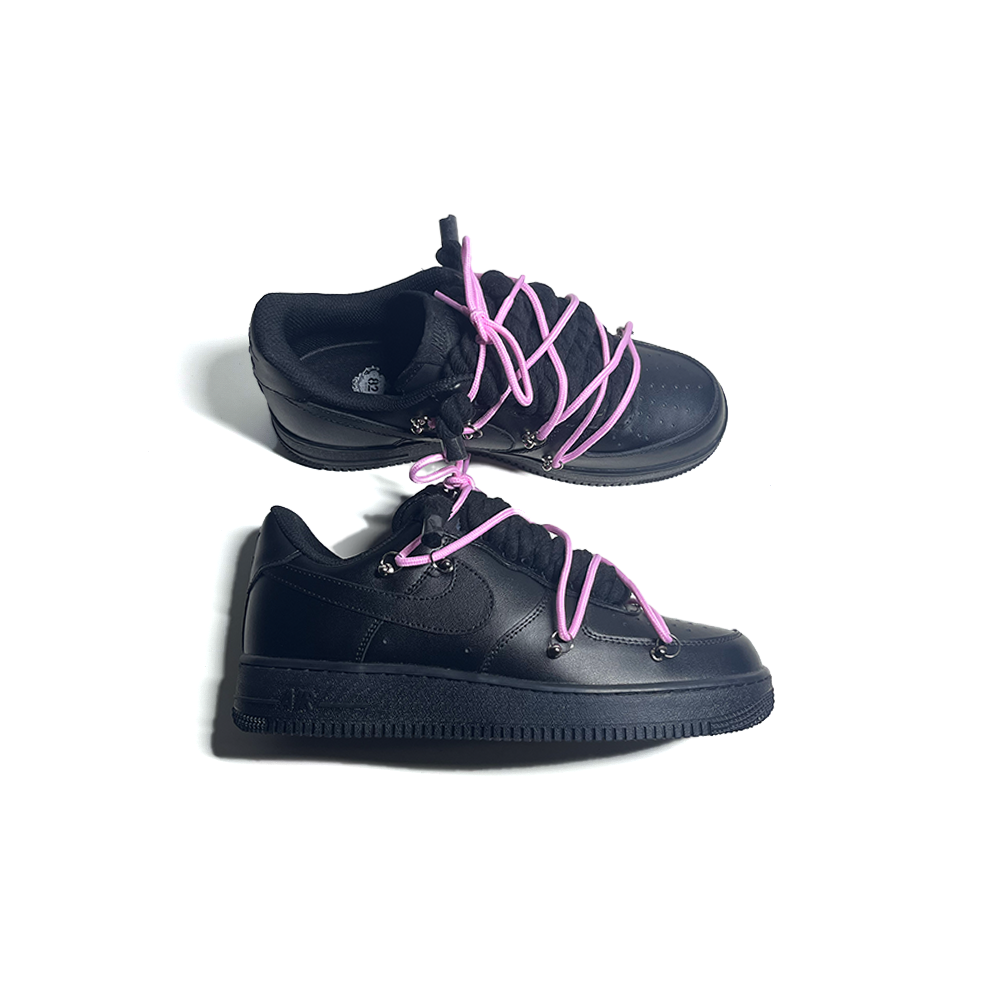 Custom NIKE AIR FORCE 1 Schwarz “ROPE LACES” Dunk Pink #1