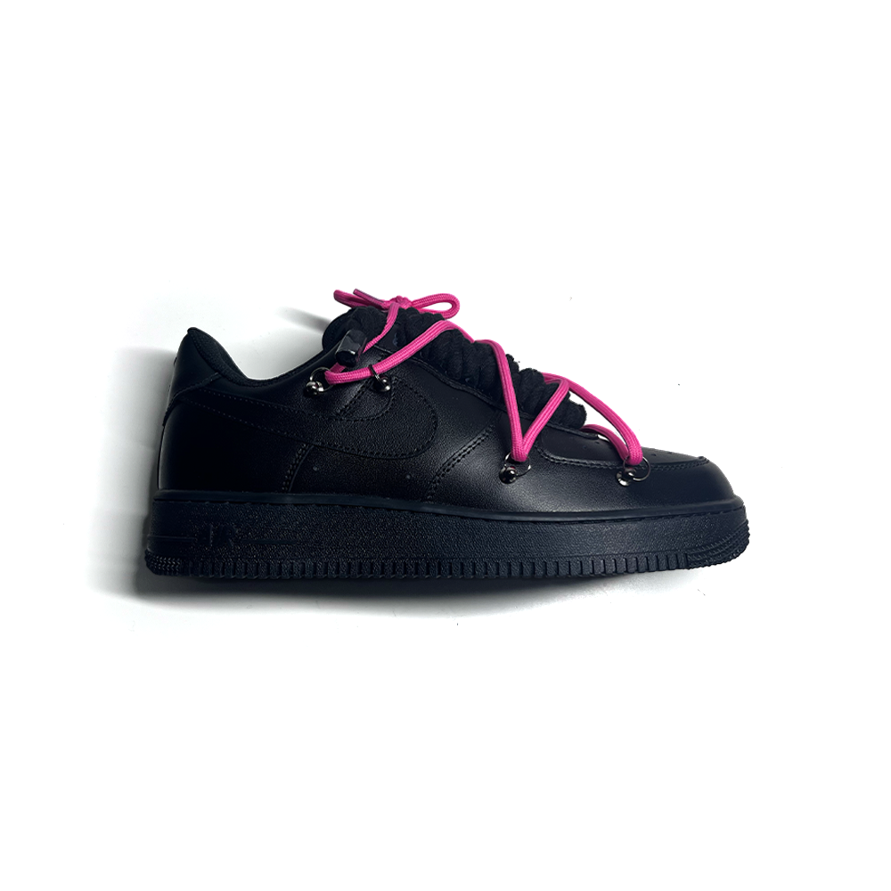 Custom NIKE AIR FORCE 1 Schwarz “ROPE LACES” Dunk Pink #2