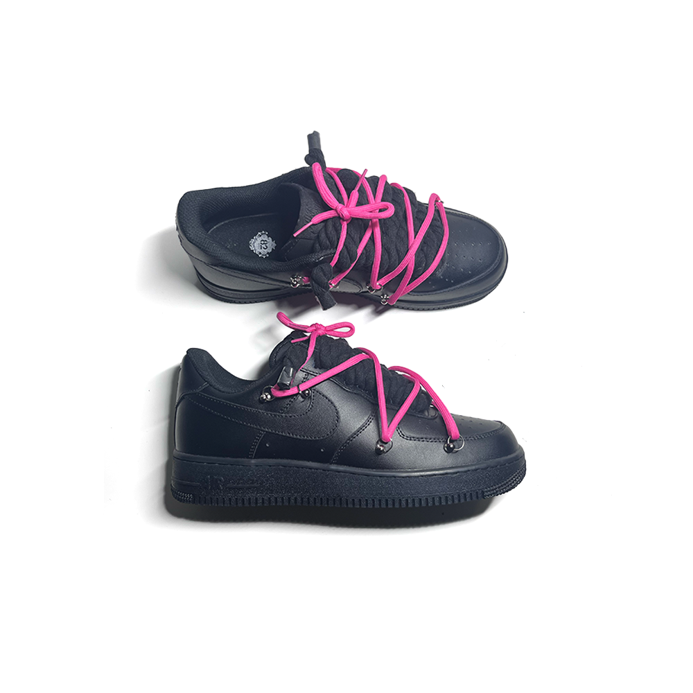 Custom NIKE AIR FORCE 1 Schwarz “ROPE LACES” Dunk Pink #2