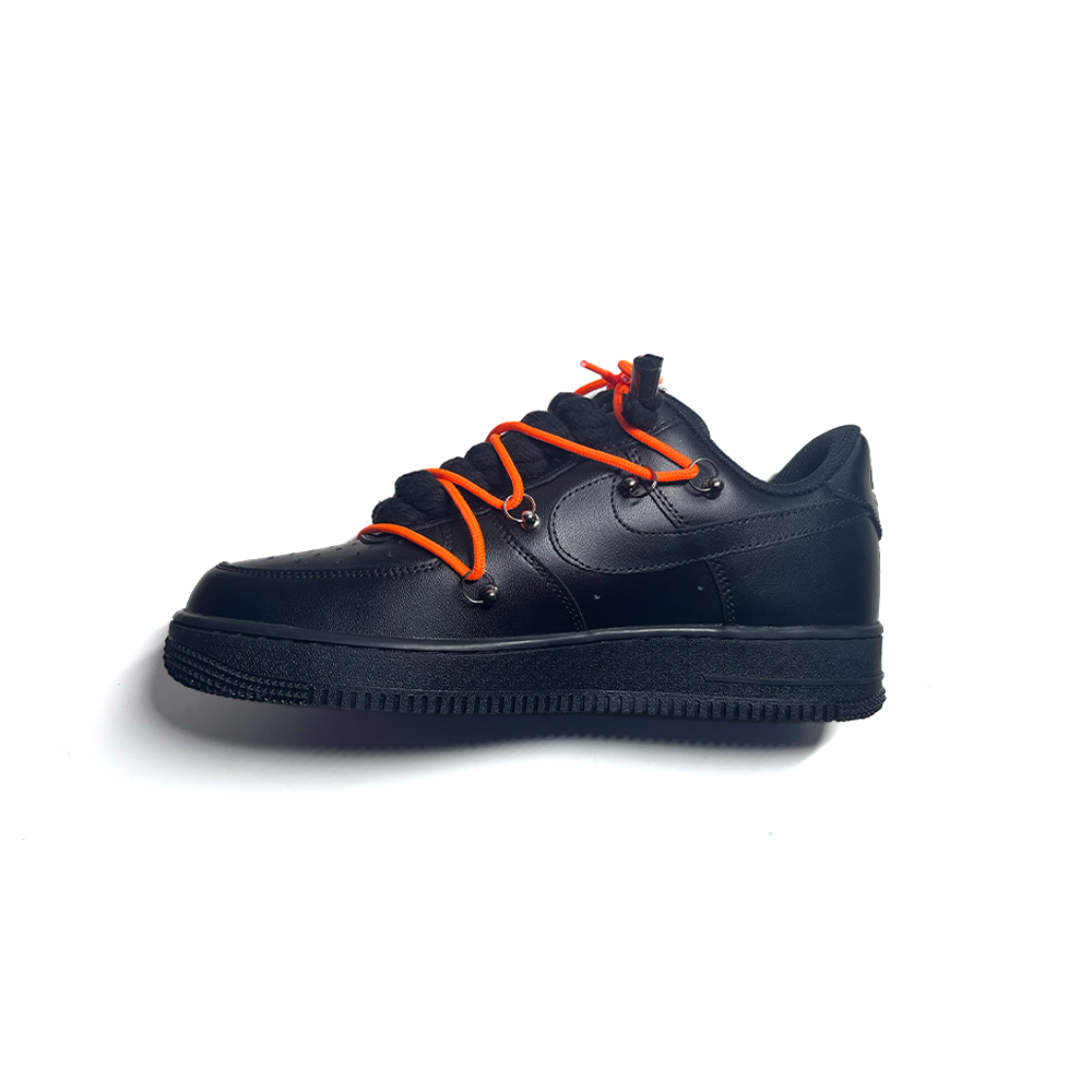 Custom NIKE AIR FORCE 1 Black “ROPE LACES” Dunk Orange