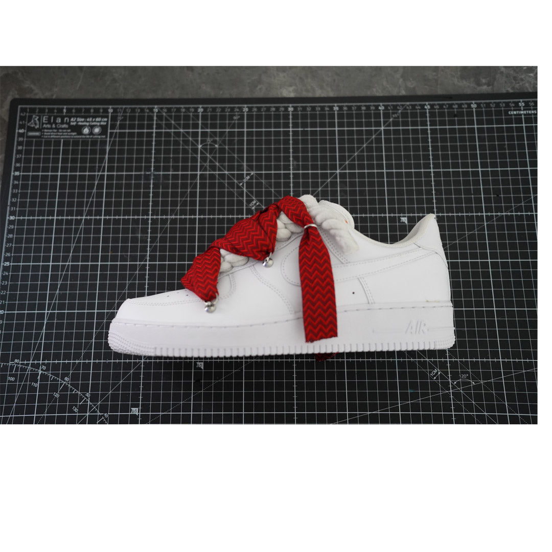 Custom Nike Air Force 1 Weiß ,, Lanvin Laces '' Rot