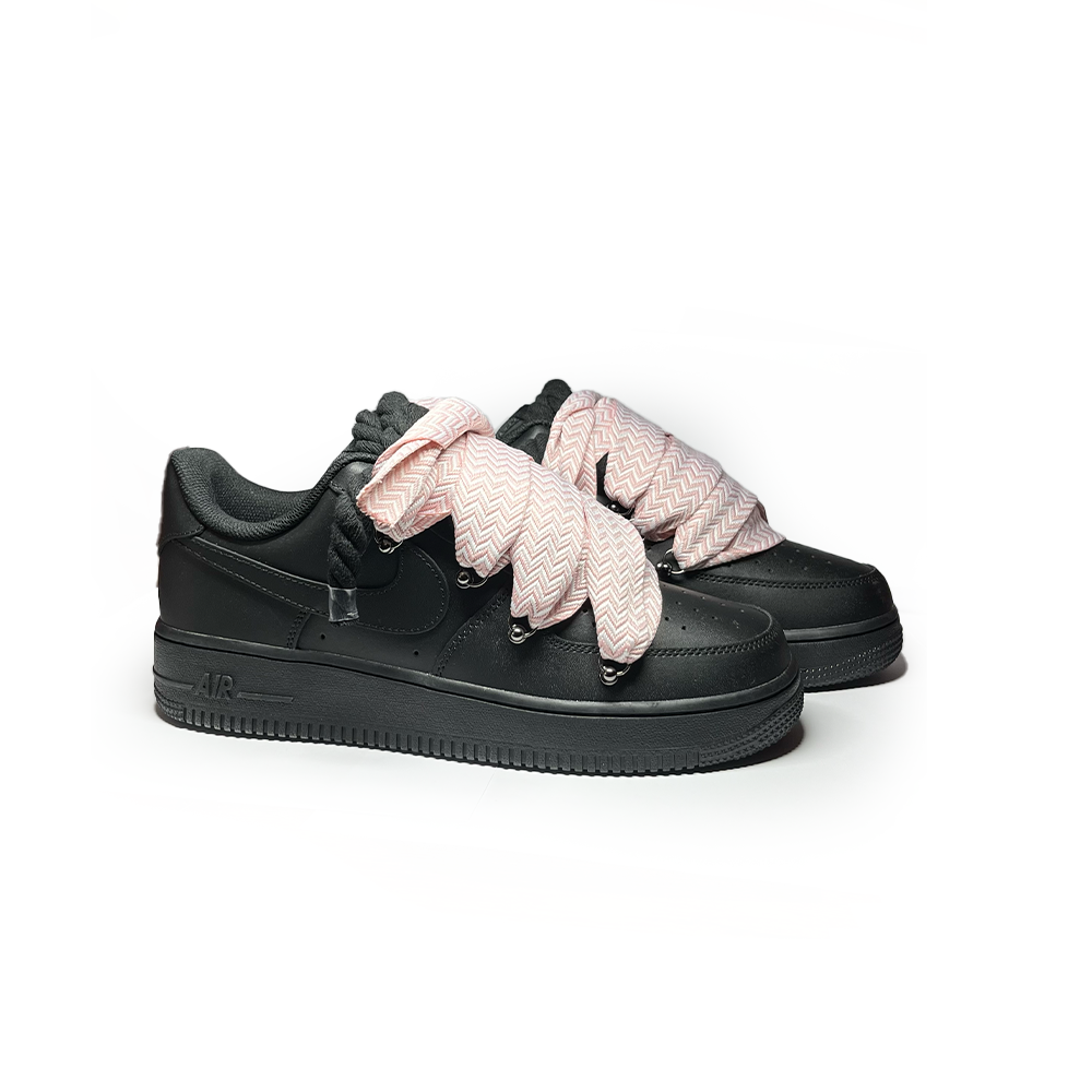 Custom Nike Air Force 1 Schwarz ,, Lanvin Laces '' Rosa