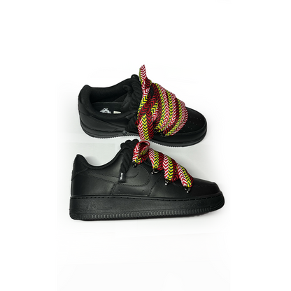 Custom Nike Air Force 1 Black ,, Lanvin Laces '' Rot / Gelb / Weiß - RopezInstyle