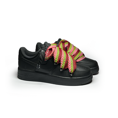 Custom Nike Air Force 1 Black ,, Lanvin Laces '' Rot / Gelb / Weiß - RopezInstyle