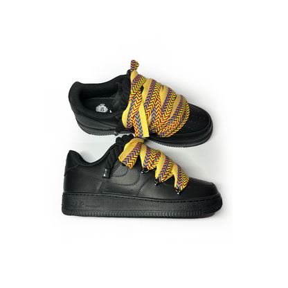 Custom Nike Air Force 1 Black ,, Lanvin Laces '' Gelb - RopezInstyle