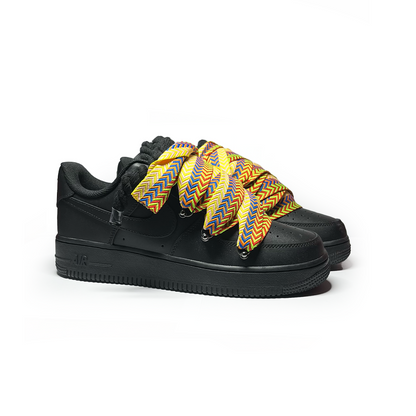 Custom Nike Air Force 1 Black ,, Lanvin Laces '' Gelb - RopezInstyle