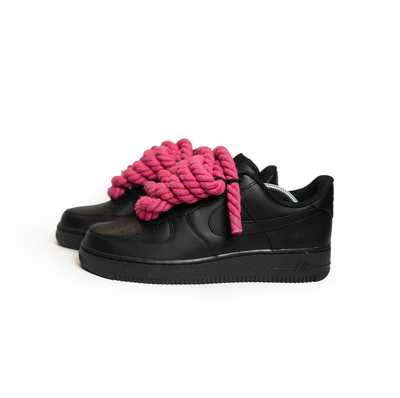 Custom Nike Air Force 1 Schwarz “Rope Laces” Rosa - RopezInstyle
