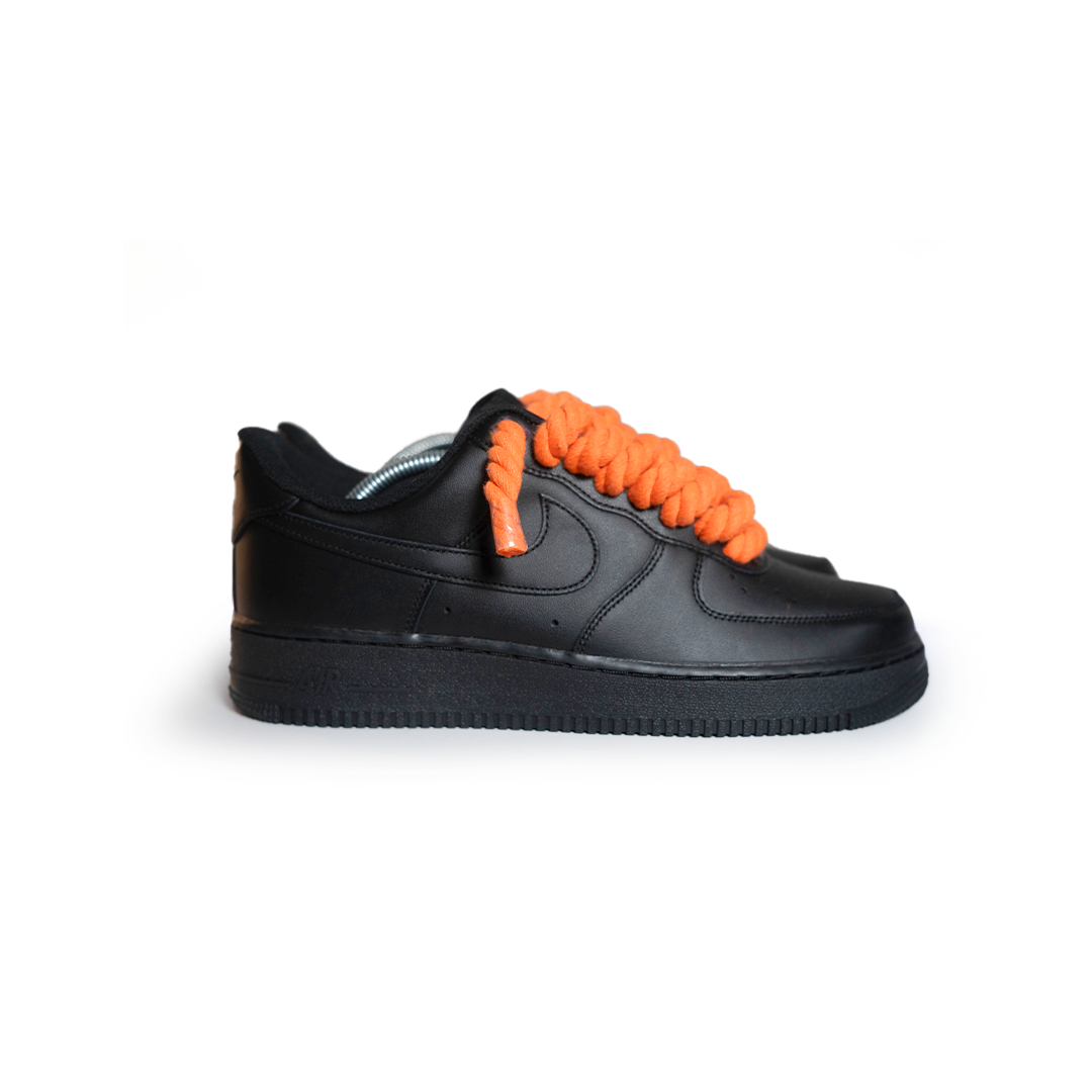 Custom Nike Air Force 1 Schwarz “Rope Laces” Orange