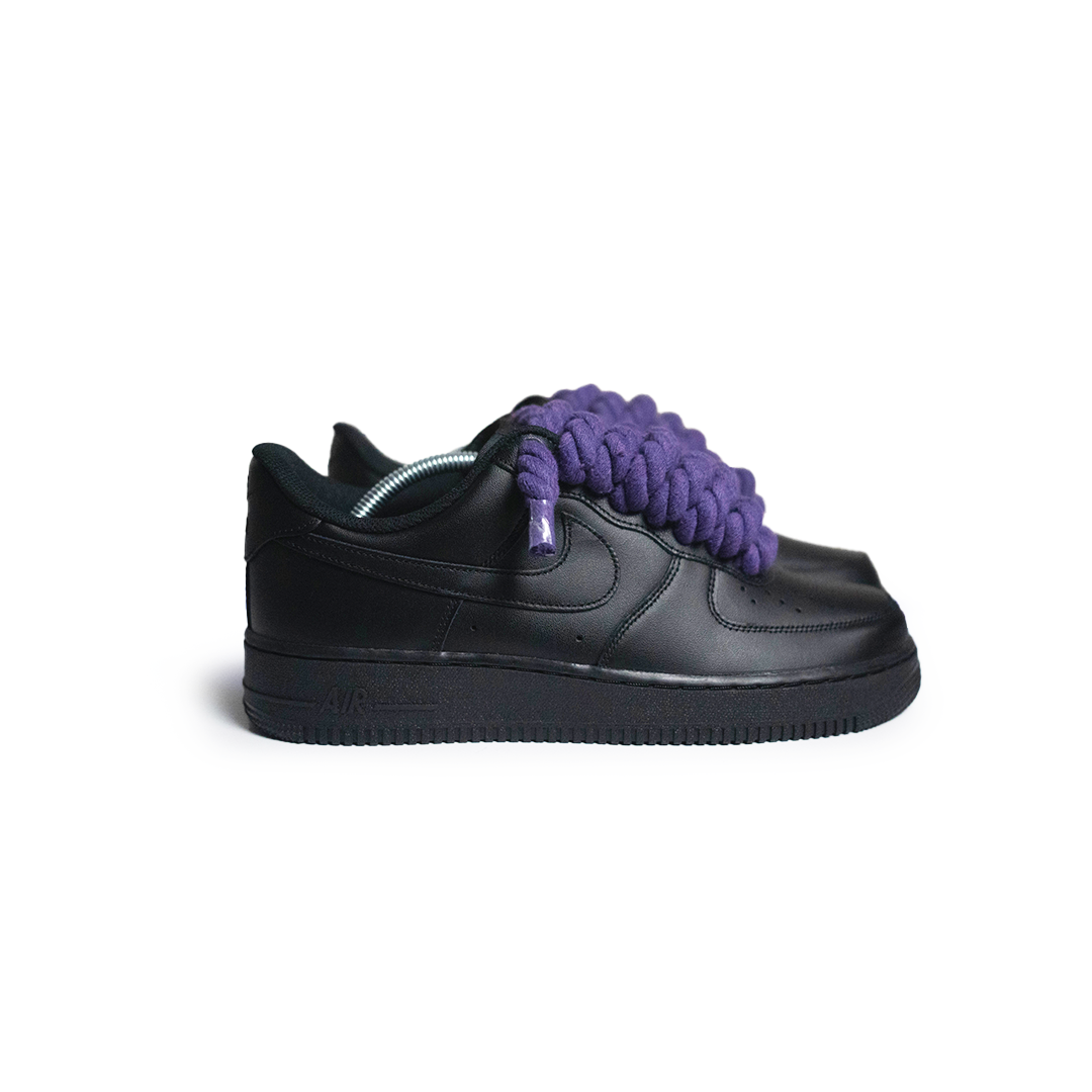 Custom Nike AF1 Black “Rope Laces” Violet