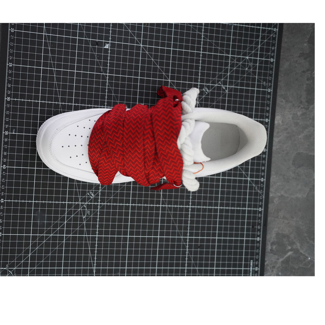 Custom Nike Air Force 1 Weiß ,, Lanvin Laces '' Rot
