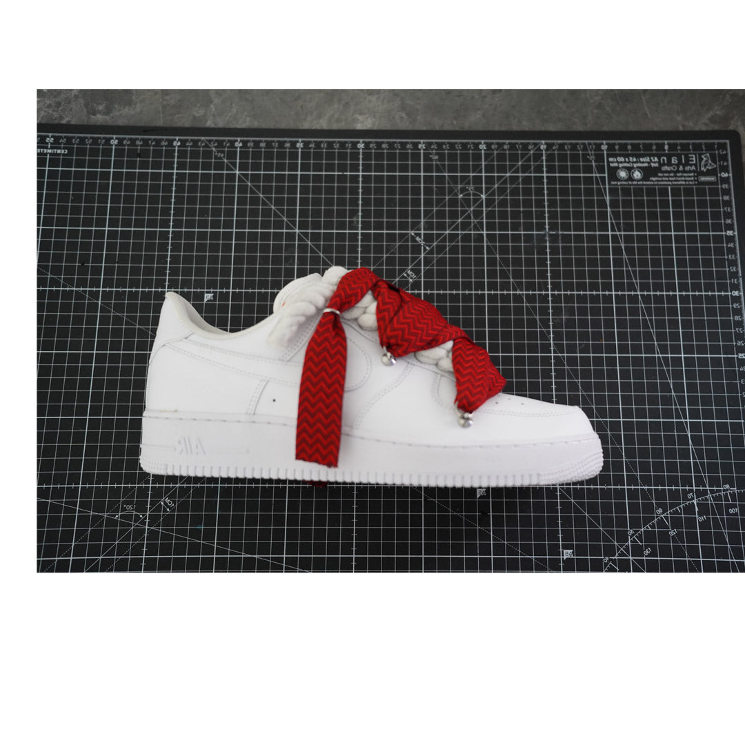 Custom Nike Air Force 1 Weiß ,, Lanvin Laces '' Rot