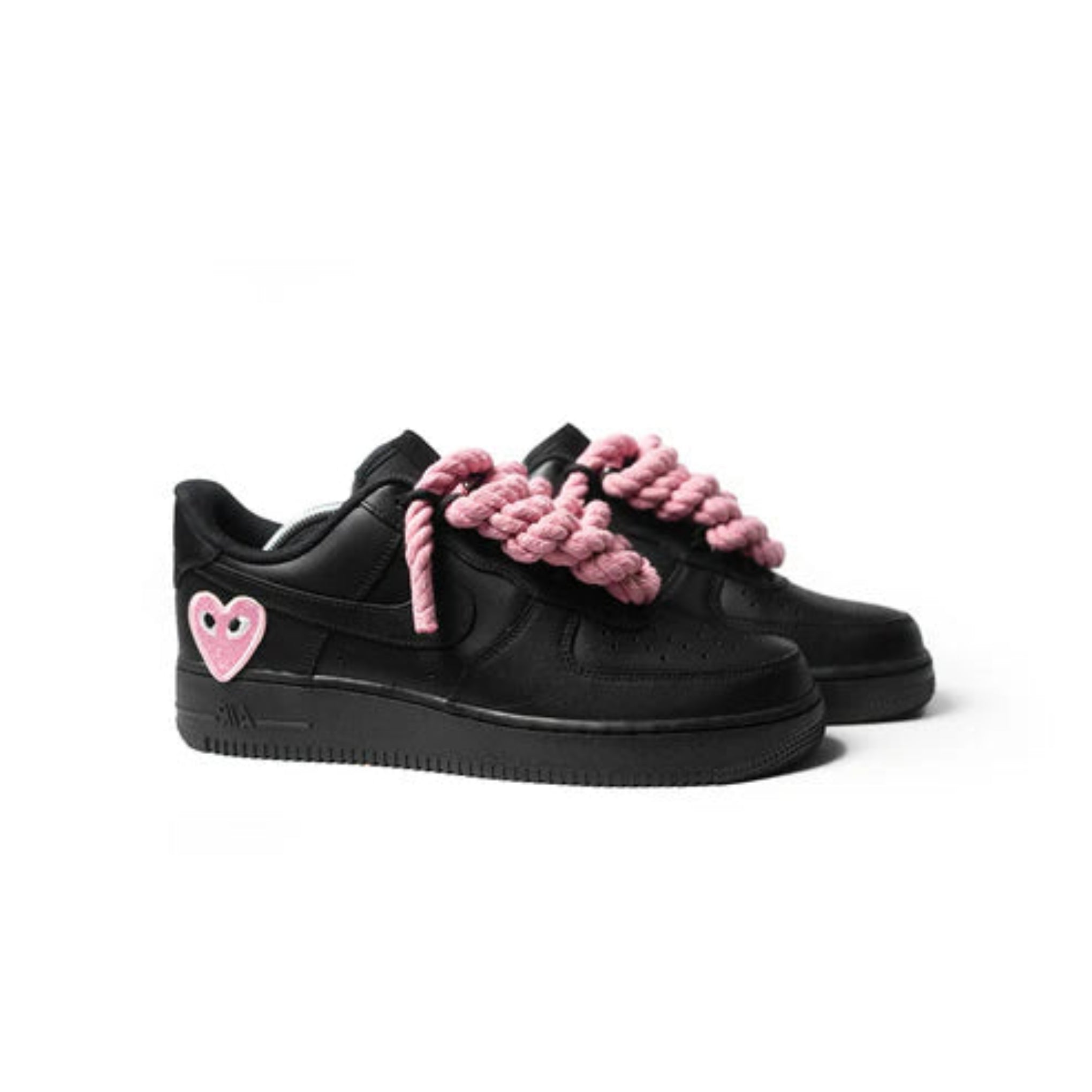 Custom Black Sneakers '' Rope Laces '' Love stride