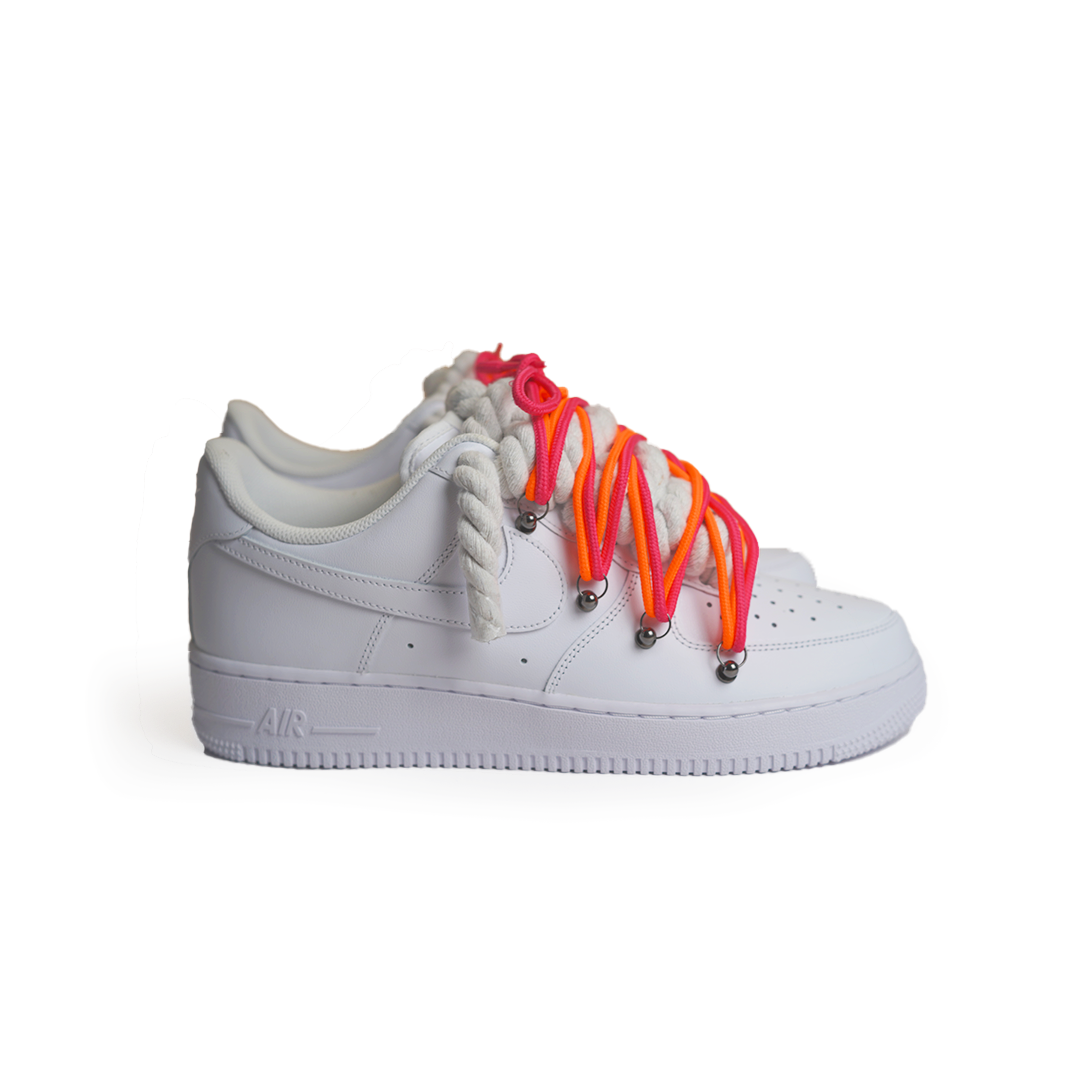 Custom Sneakers Weiß “ROPE LACES” Rosa / Orange Dunk