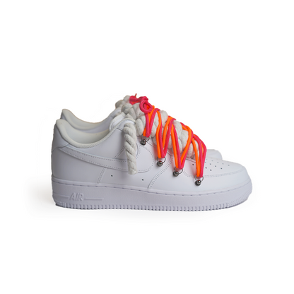 Custom Sneakers Weiß “ROPE LACES” Rosa / Orange Dunk