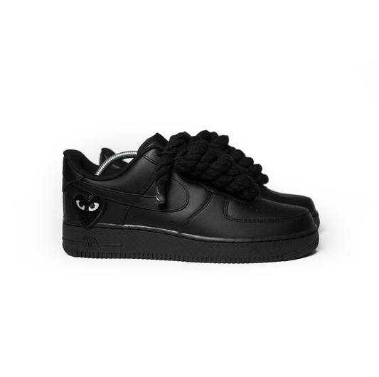 Custom Nike Air Force 1 '' Rope Laces '' Love stride Black - RopezInstyle
