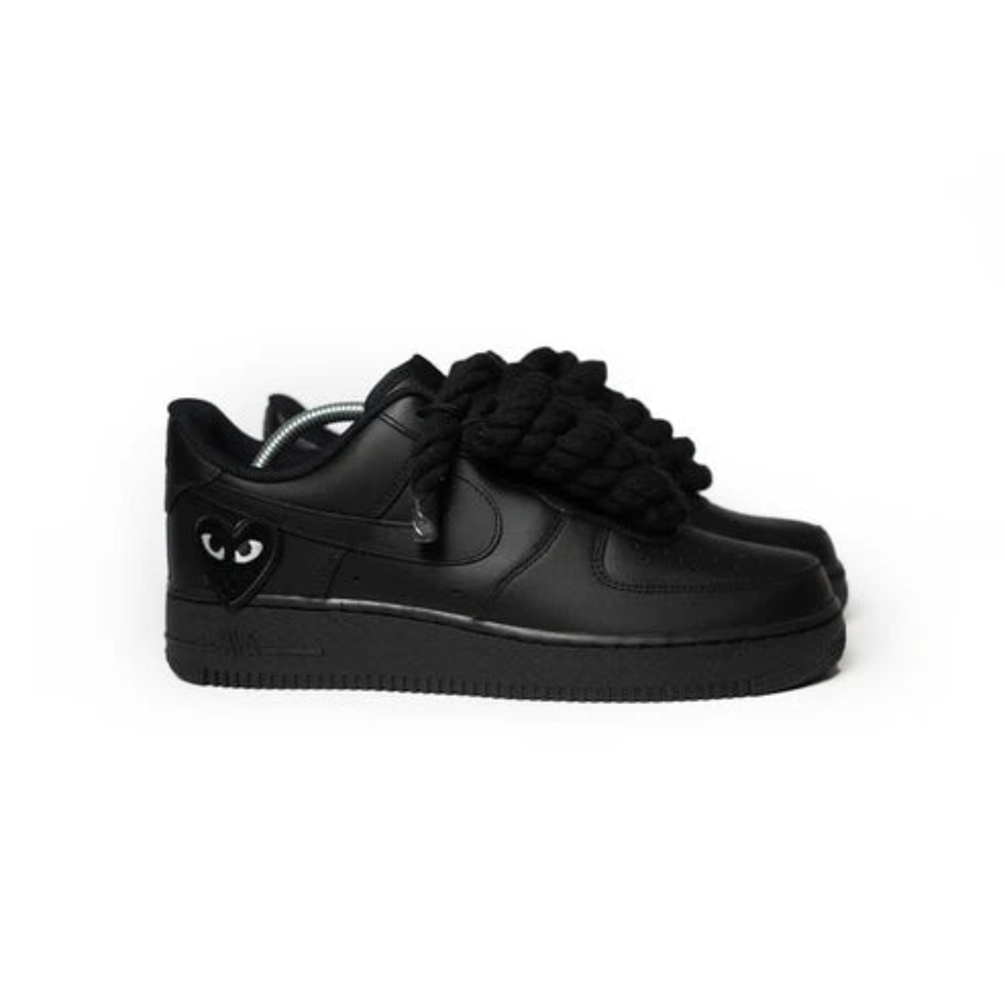 Custom Black Nike Air Force 1 '' Rope Laces '' Love stride