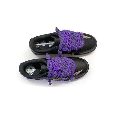 Custom Sneakers Black “ROPE LACES” violet Parfait