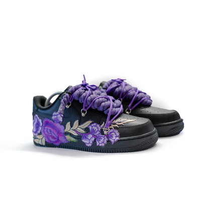 Custom Sneakers Black “ROPE LACES” violet Parfait