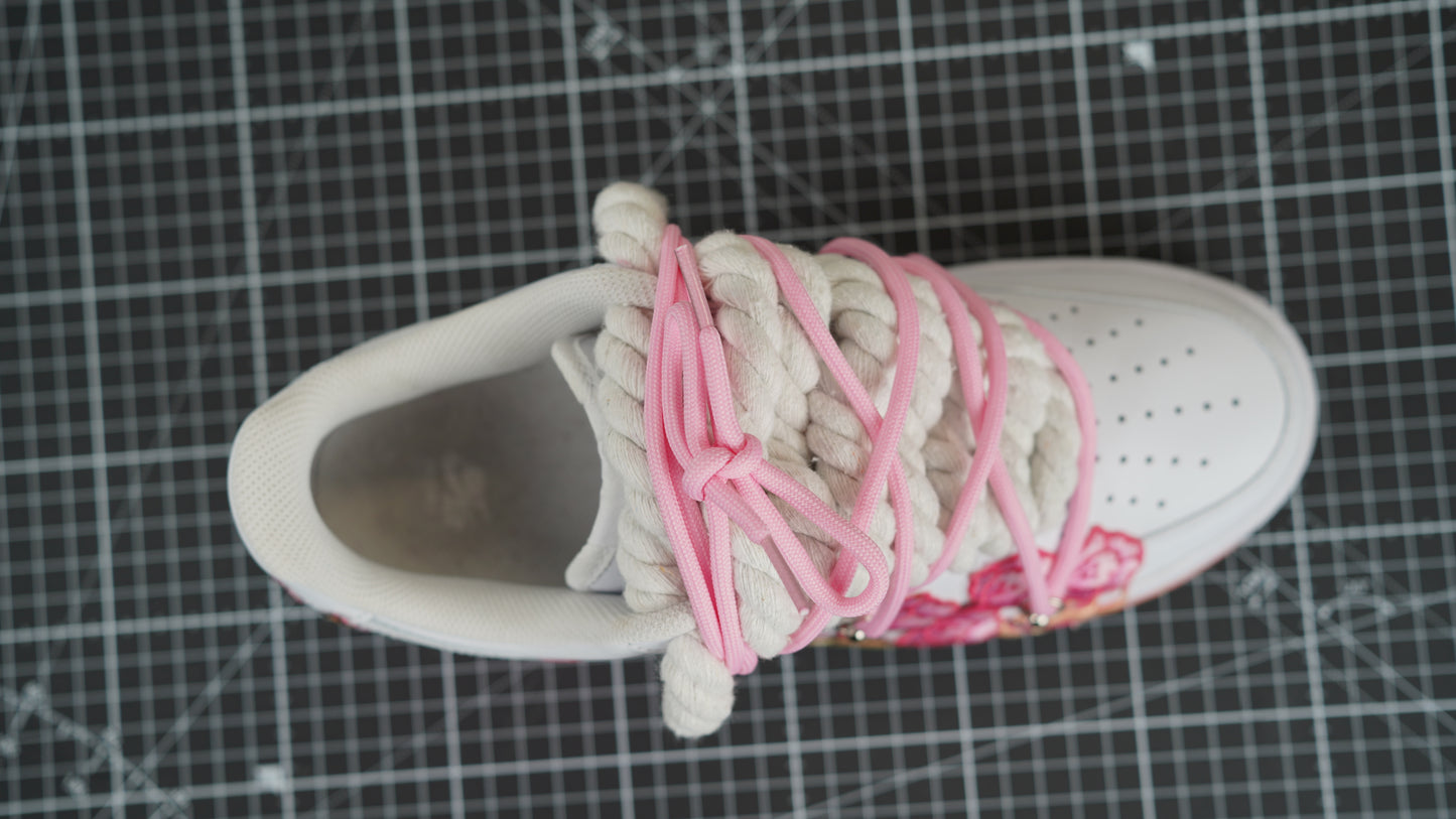 Custom Nike AF1 Weiß “ROPE LACES” Pink Parfait