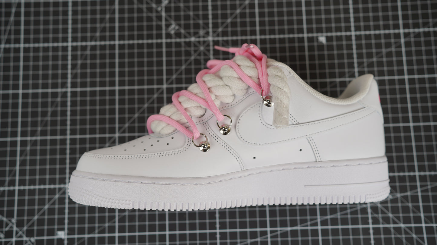 Custom Nike AF1 Weiß “ROPE LACES” Pink Parfait