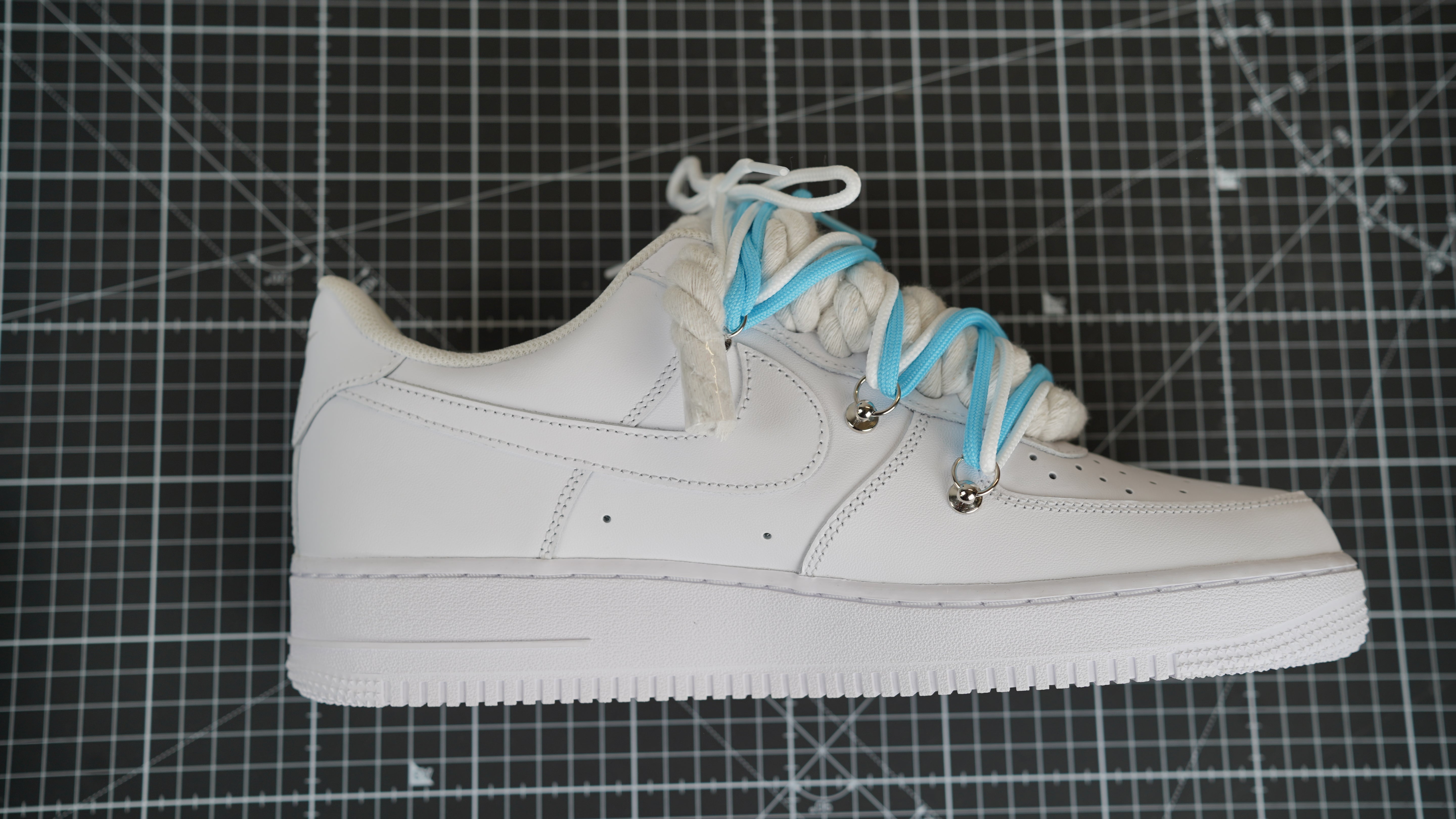 Custom Sneakers Weiß “ROPE LACES” Merveille extra Dunk