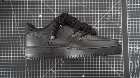 Custom Nike AF1 Black “ROPE LACES” Dunk Black