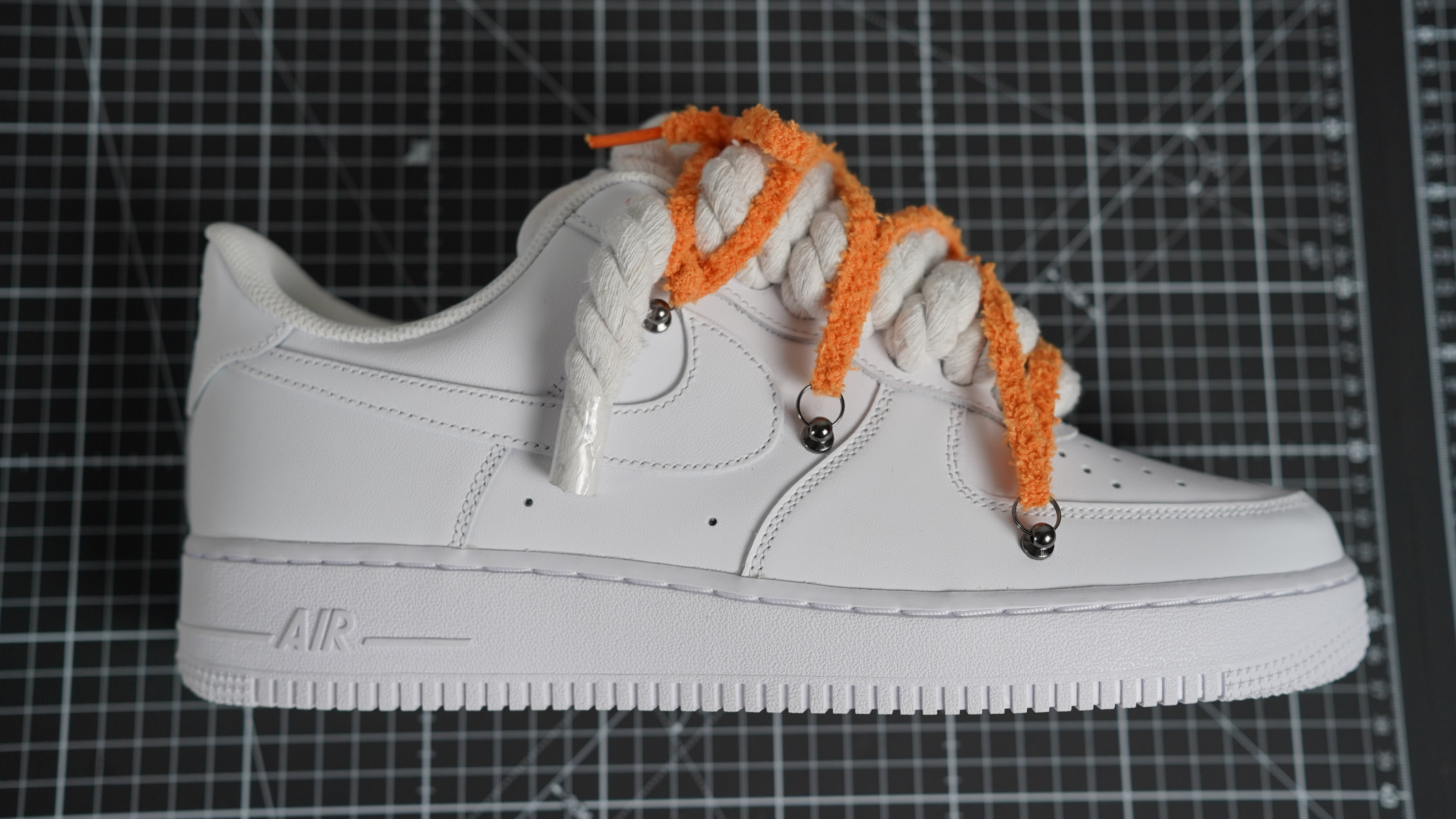 Custom Sneakers Weiß “ROPE LACES” Dunk Orange#2