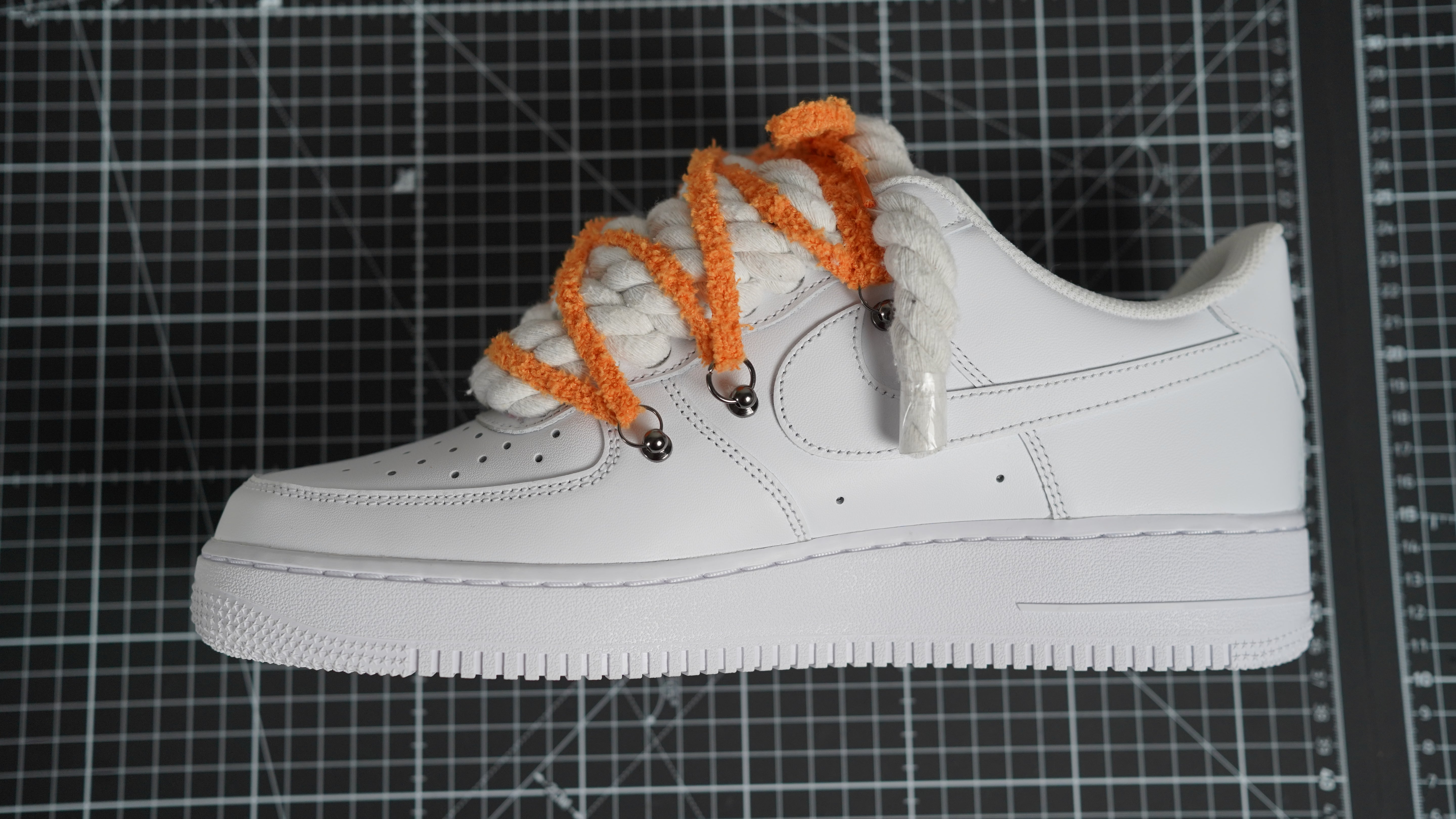 Custom Sneakers Weiß “ROPE LACES” Dunk Orange#2