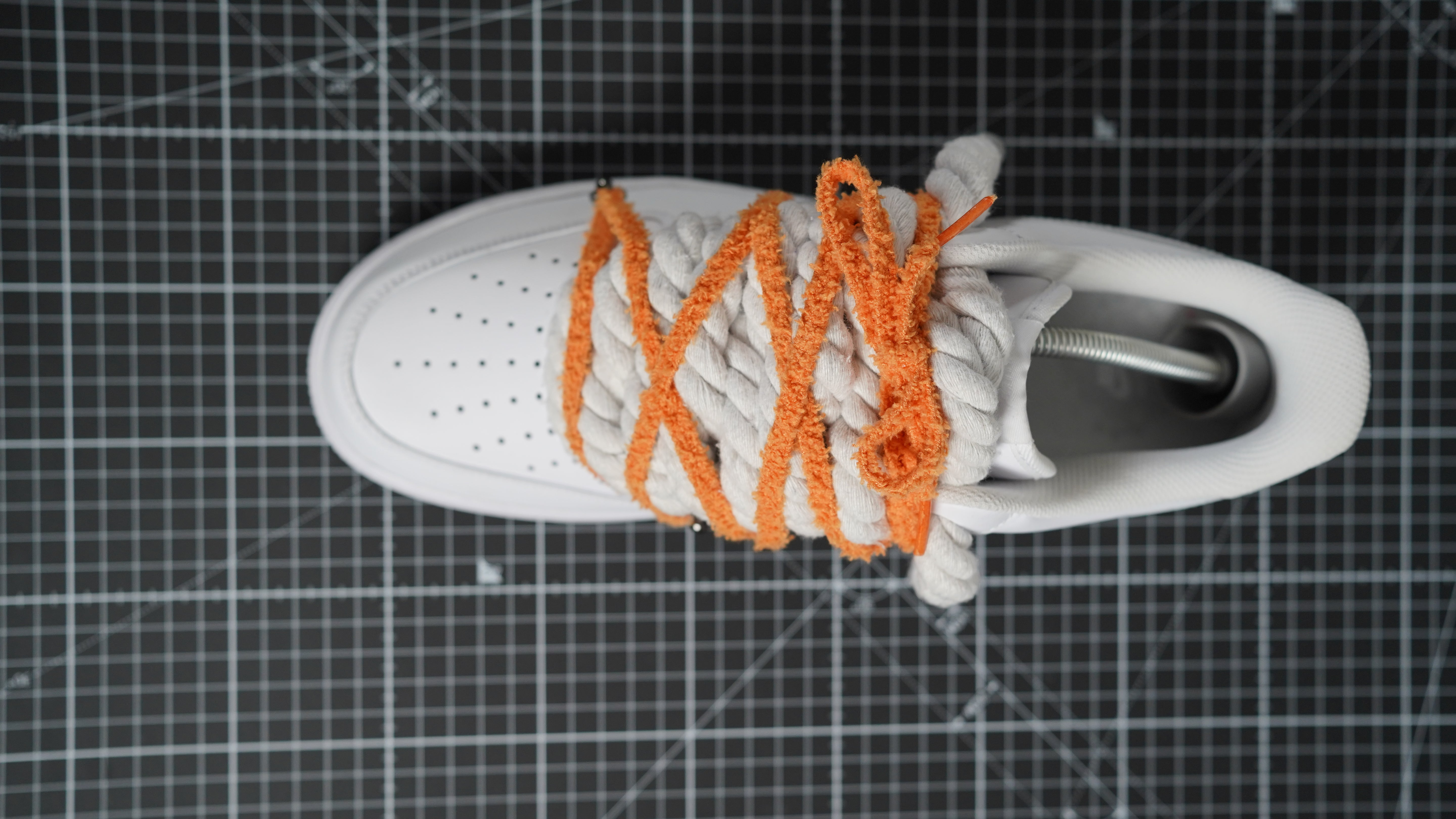 Custom Sneakers Weiß “ROPE LACES” Dunk Orange#2