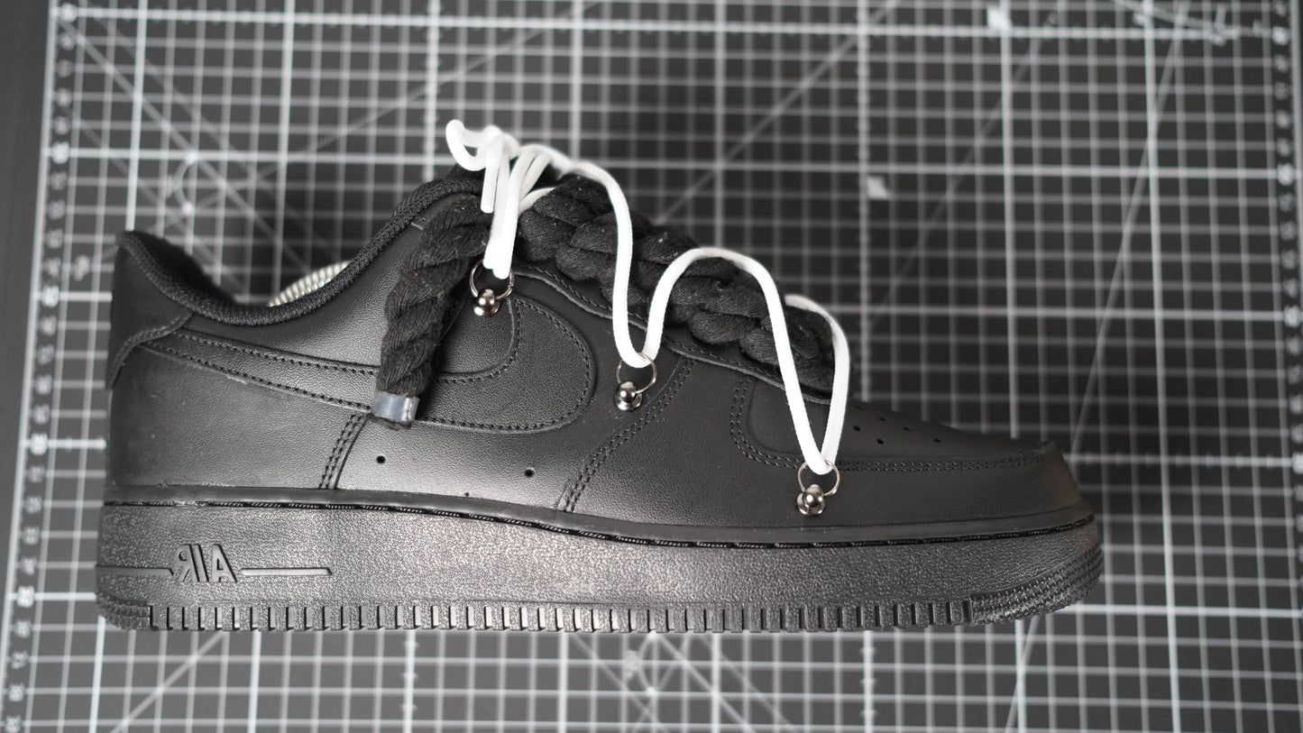 Custom Nike AF1 Black “ROPE LACES” Dunk Weiß