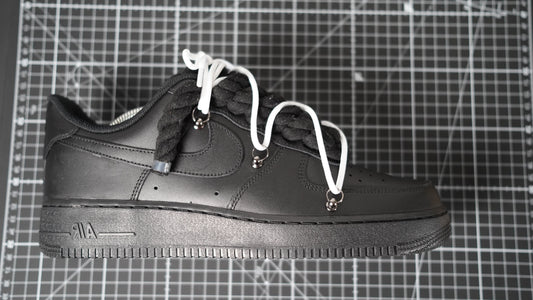 Custom Nike AF1 Black “ROPE LACES” Dunk Weiß