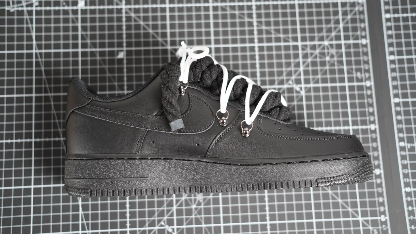 Custom Nike AF1 Black “ROPE LACES” Dunk Weiß