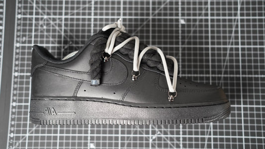 Custom Nike AF1 Black “ROPE LACES” Dunk Grau