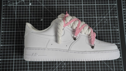 Custom Sneakers Weiß “ROPE LACES” Rosa#3