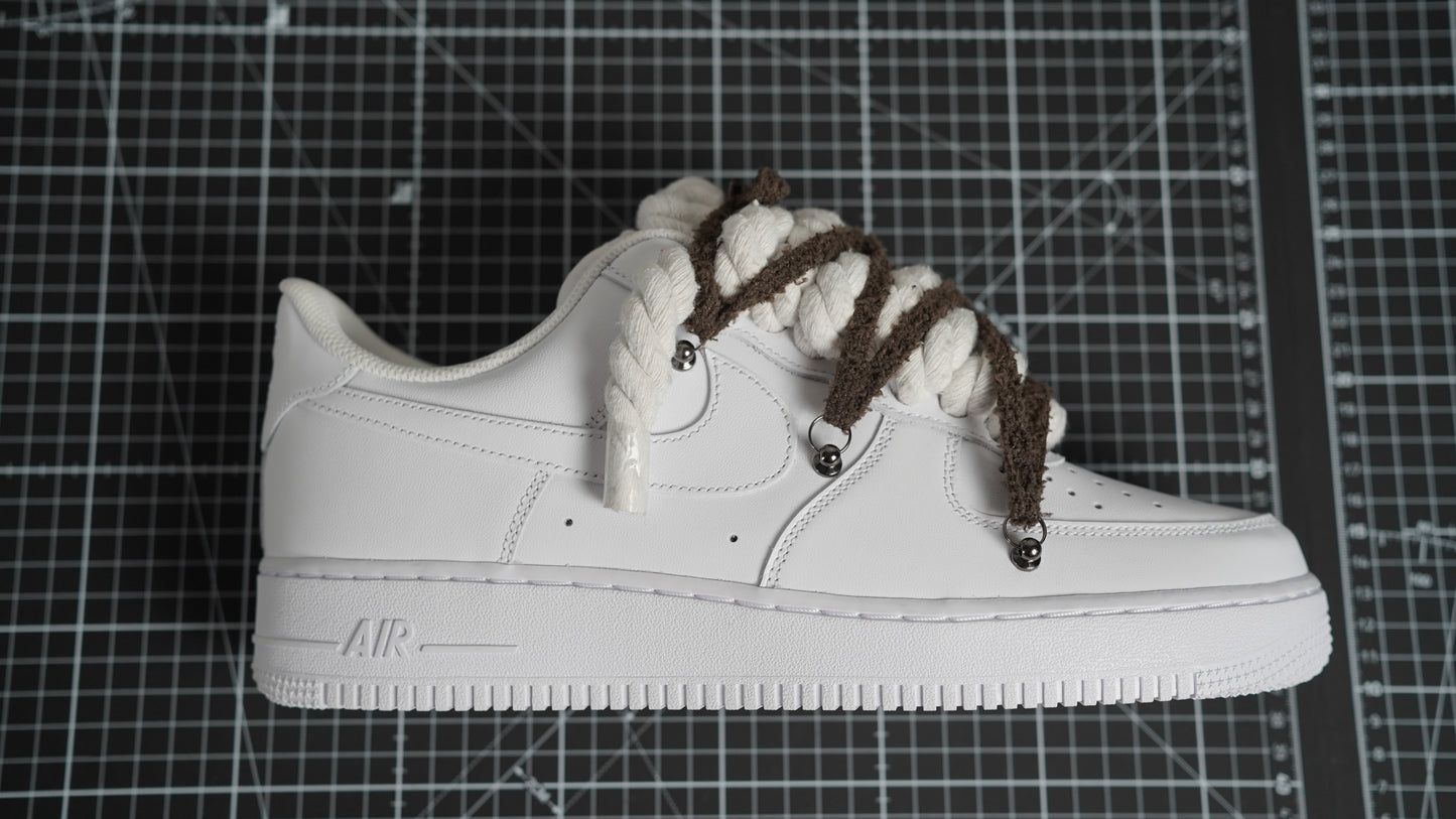 Custom Nike AF1 White “ROPE LACES” extra Lace Grau