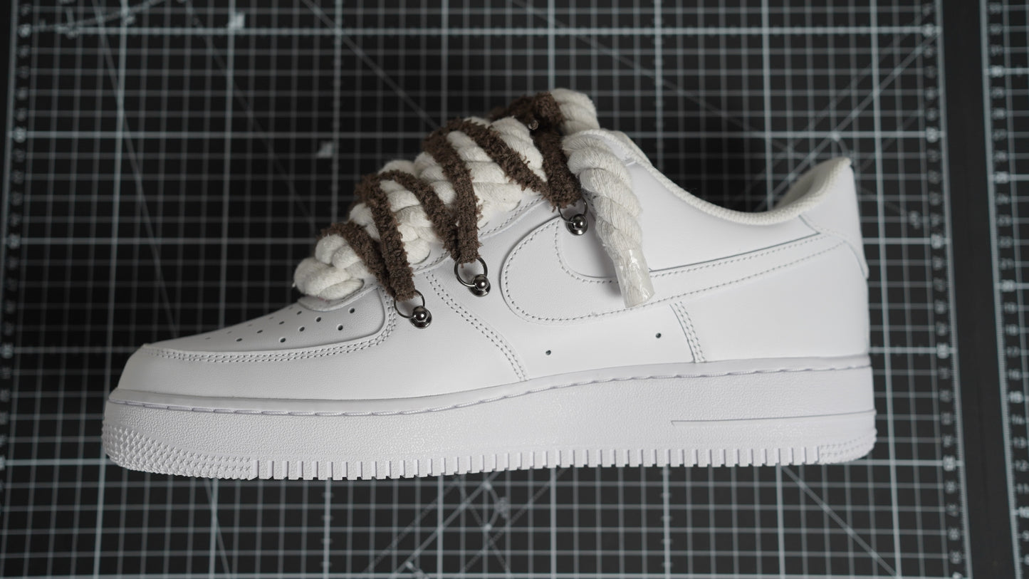 Custom Nike AF1 White “ROPE LACES” extra Lace Grau