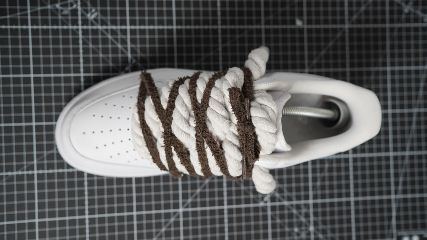 Custom Nike AF1 White “ROPE LACES” extra Lace Grau