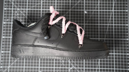 Custom Sneakers Black “ White ROPE LACES” Dunk pinkish-beige
