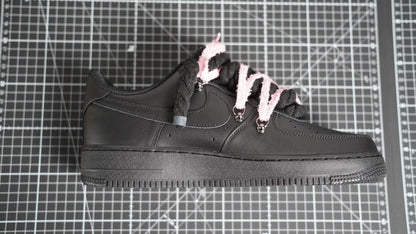 Custom Sneakers Black “ White ROPE LACES” Dunk pinkish-beige