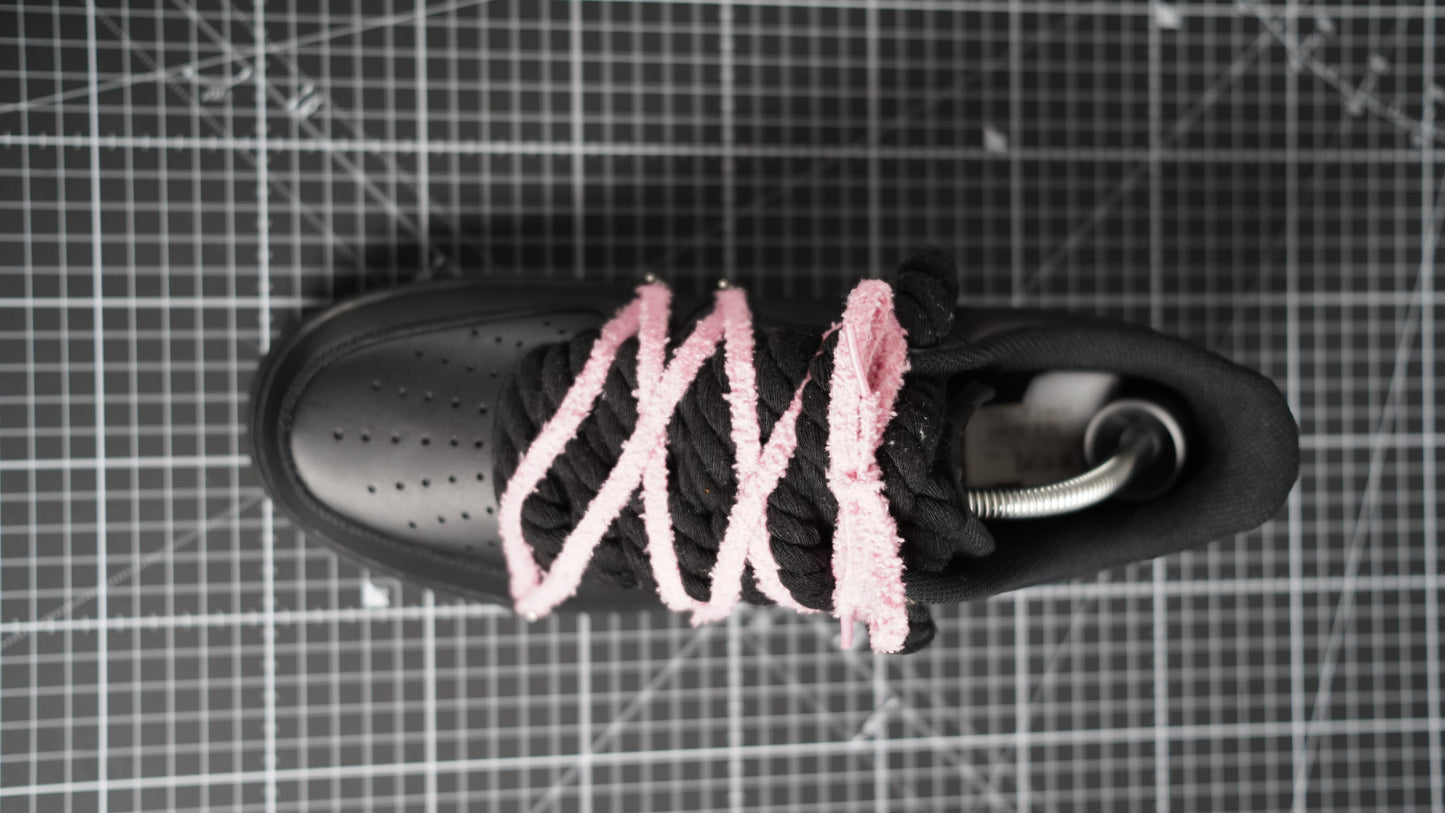 Custom Nike AF1 Black “ White ROPE LACES” Dunk pinkish-beige