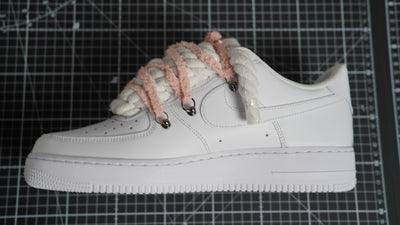 Custom Nike AF1 White “ROPE LACES” extra Lace rosy beige