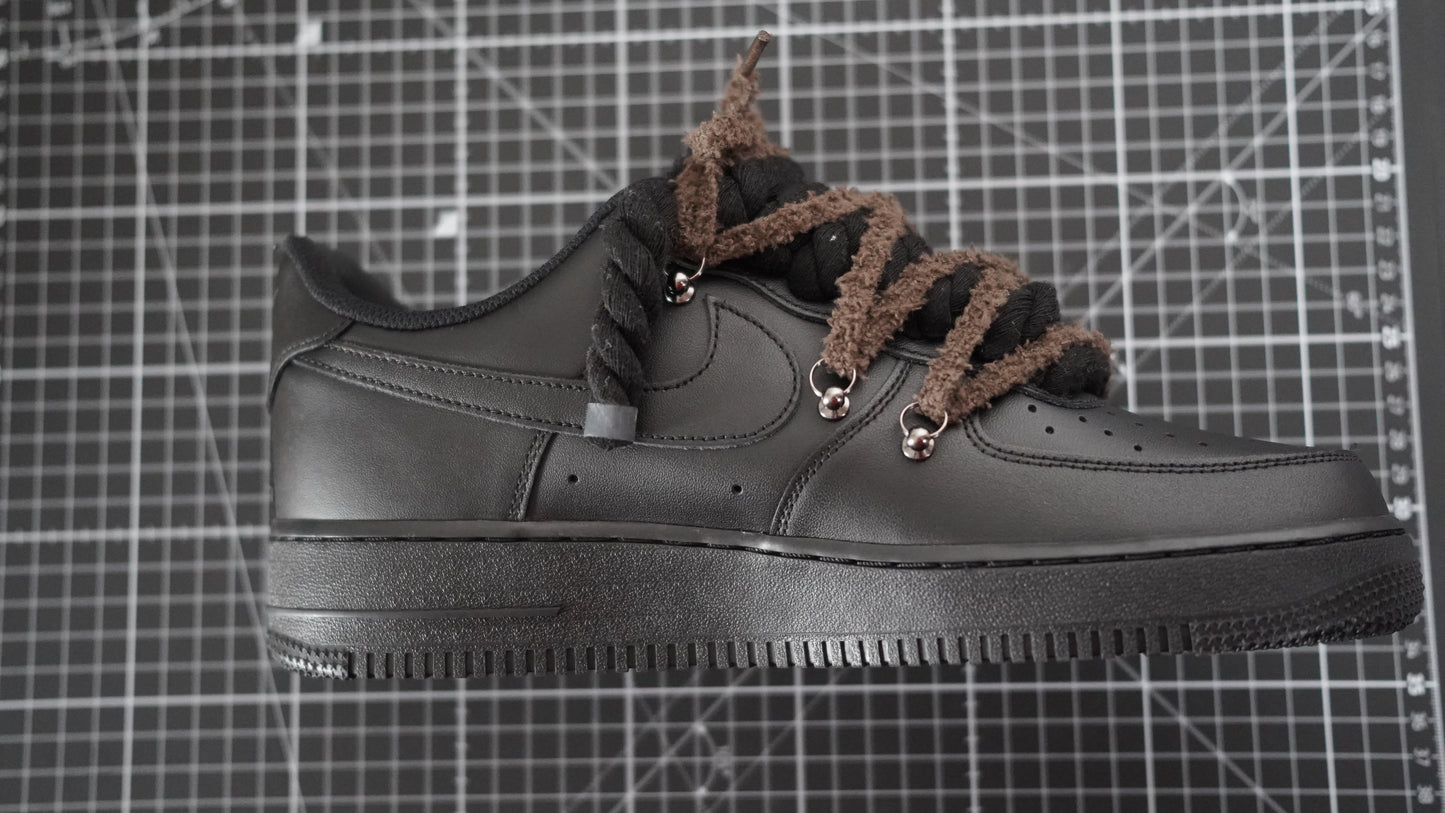 Custom Nike AF1 Black “ White ROPE LACES” Dunk earthy beige-brown