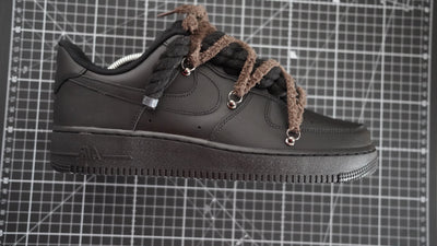 Custom Nike AF1 Black “ White ROPE LACES” Dunk earthy beige-brown