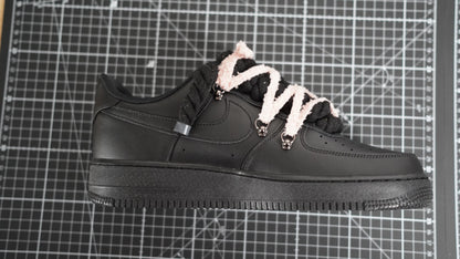 Custom Sneakers Black “ White ROPE LACES” Dunk rosy beige