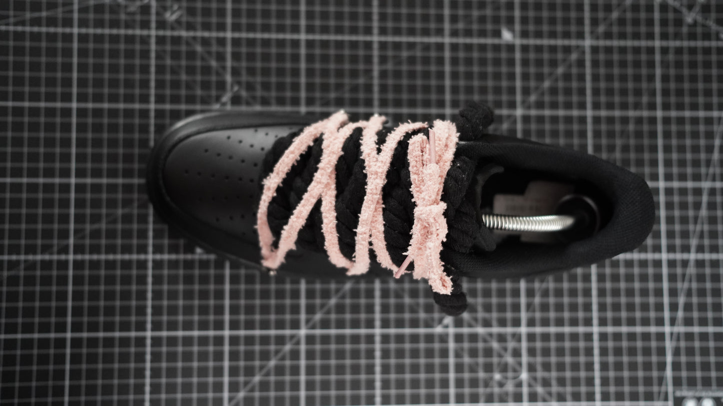 Custom Nike AF1 Black “ White ROPE LACES” Dunk rosy beige