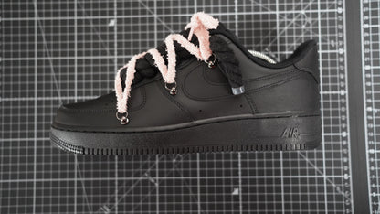 Custom Sneakers Black “ White ROPE LACES” Dunk rosy beige